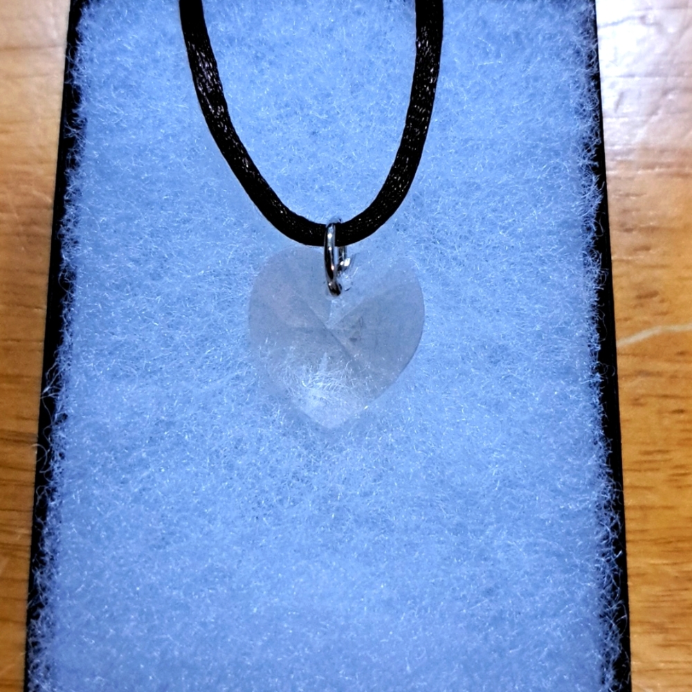 Iced Cappuccino Crystal Heart Necklace